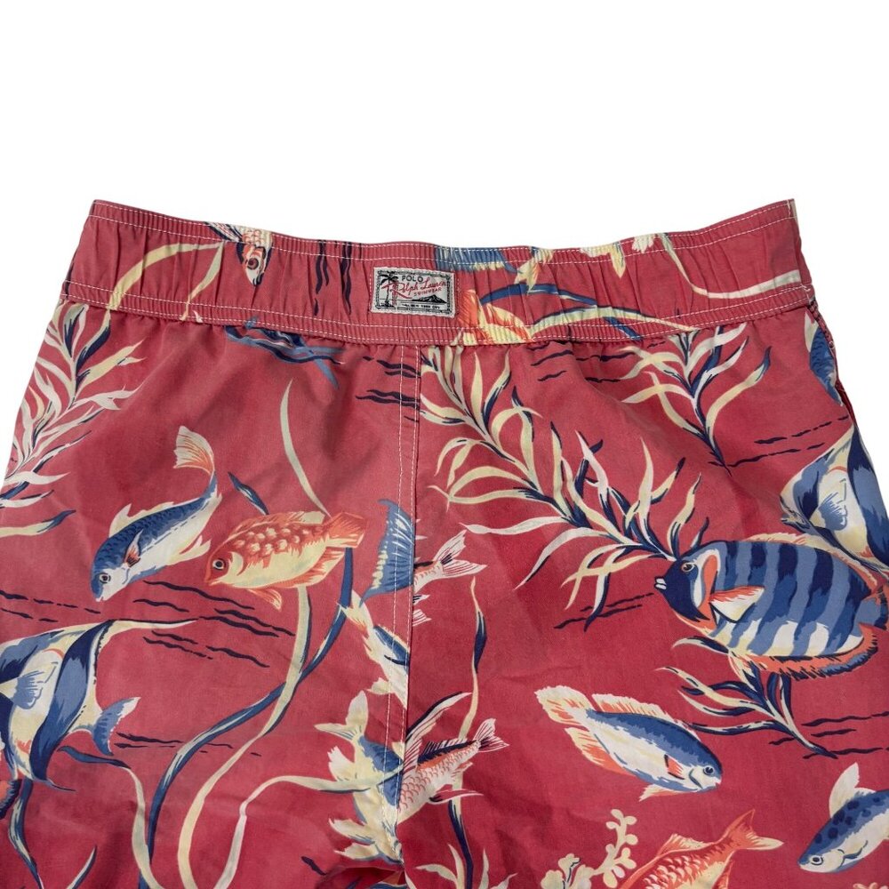 Polo By Ralph Lauren Boys Swim Board Shorts Large Red Fish Novelty Print Vintage - Picture 9 of 10